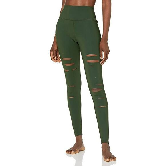 Alo Yoga Womens Warrior Leggings Green Size XS Extra Small Gym Workout Y… - Picture 2 of 9